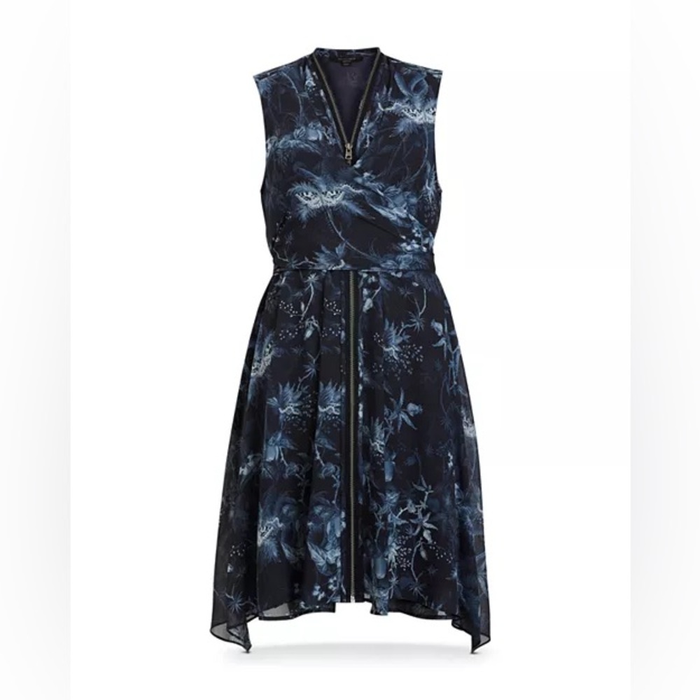 New! All Saints Jayda Evolution Blue Floral Dress 💙 🦋 XS - Picture 5 of 16